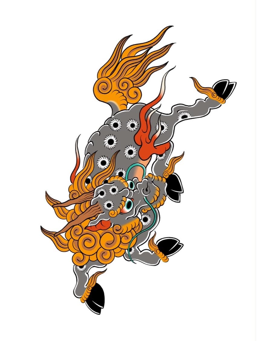 Desenho "Cão de Fu" de Sergio Miron