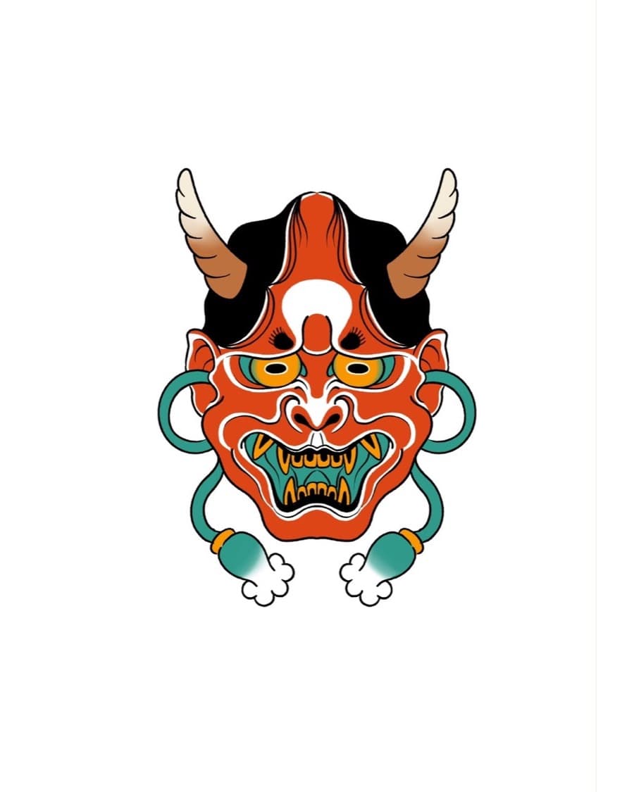 Desenho "Máscara hannya" de Sergio Miron